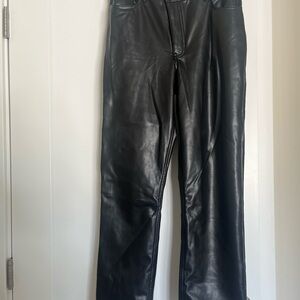 Abercrombie Criss-Cross Waistband Vegan Leather 90s Straight Pant